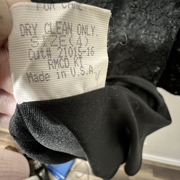 90s Laundry by Shelli Segal Black Lace Short Gothic Whimsigoth Sz 4 Dress Small - Picture 14 of 14